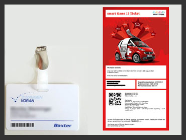 Namensschilder und Tickets